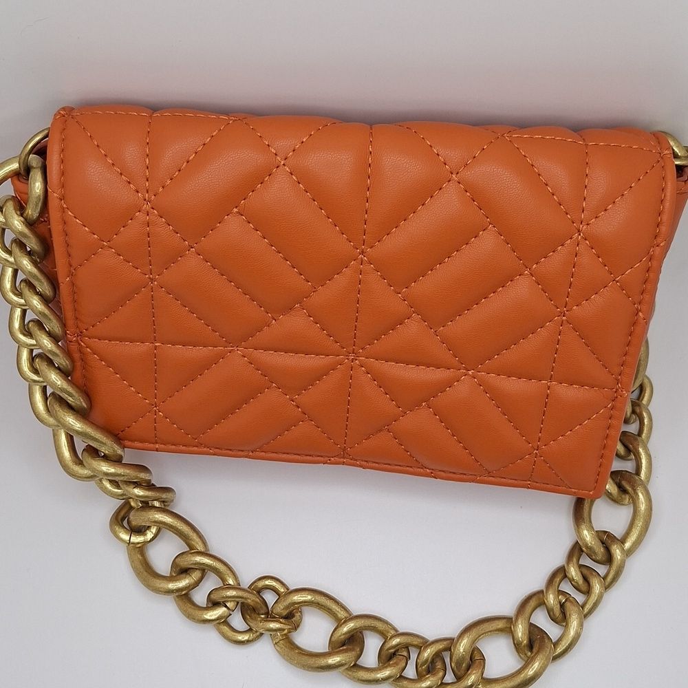 Rust Brown ZARA quilted Shouler Bag Chain Strap